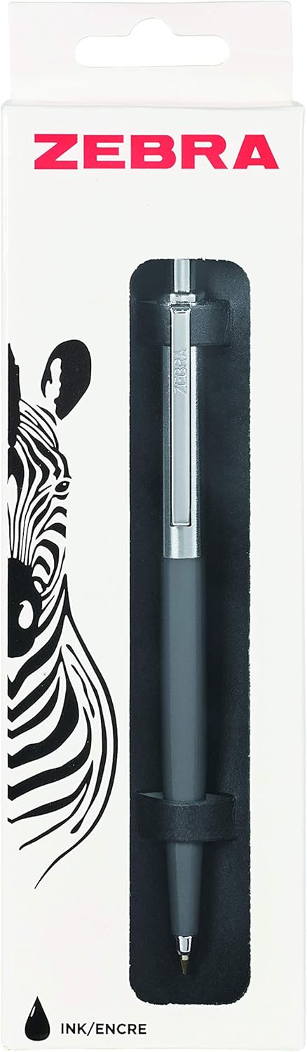 Zebra Pen 901 Grey Retractable Ballpoint Pen, Premium Barrel, Medium Point 1.0mm, Black Ink, 1-Pack