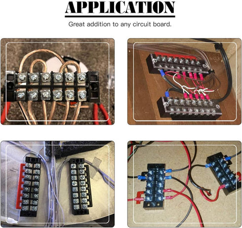 Glarks 70Pcs Terminal Block Set - 5Pcs 3 Positions Dual Row Screw Terminals + 60Pcs Insulated Fork Wire Connector