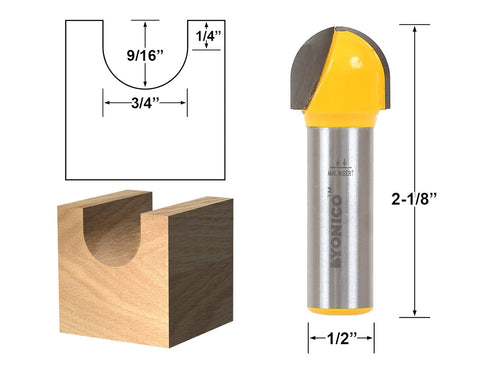 YONICO 19103 3/4-Inch Diameter Core Box Router Bit, 1/2-Inch Shank