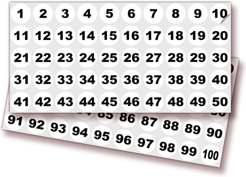 iSYFIX White Consecutive Number Stickers – 1 to 100, 1-inch, Vinyl Self Adhesive Premium Decal for Inventory, Storage