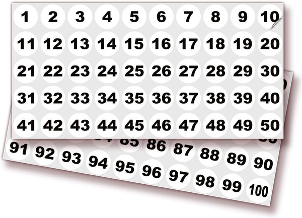 iSYFIX White Consecutive Number Stickers – 1 to 100, 1-inch, Vinyl Self Adhesive Premium Decal for Inventory, Storage