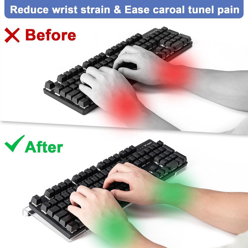 BOOMIBOO 17 5.7 Inch Clear Acrylic Tilted Computer Keyboard Holder for Ergonomic Typing, Keyboard Stand with Silicone
