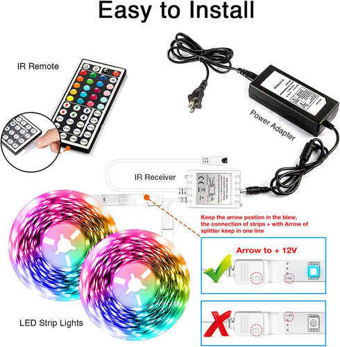 100ft 44 Remote,2 50ft dalattin Led Lights for Bedroom Led Strip Lights Color Changing Lights with Keys Rolls