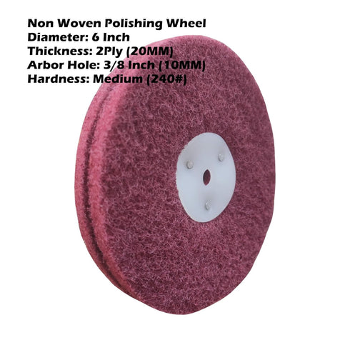 3PC 6 Inch Non Woven Polishing Wheel Kit for Bench Grinder, Hard/Medium/Soft with 10MM Arbor Hole
