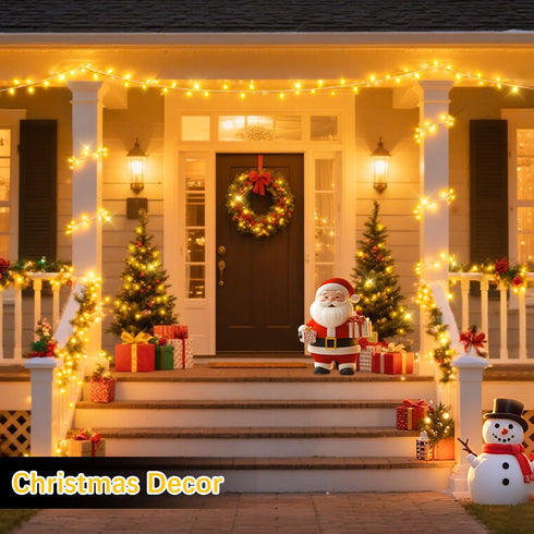 200 500 8 FT LED Christmas Lights Outdoor Fairy Lights Plug In Extra Long String Lights Clear Wire Waterproof Modes