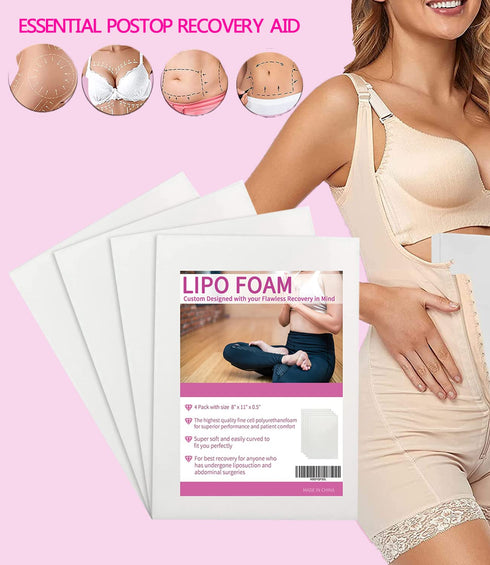 4Pack 8"X11" Lipo Foam Board Liposuction Surgery waist-supports Foam Sheet for Recovery BBL Supplies Lipo Foam Pads