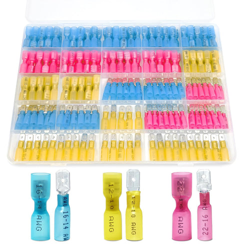 MENTBERY 240 PCS Heat Shrink Spade Connectors, 22-10 AWG, Male and Female Wire Connectors