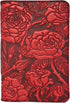 Oberon Design Wild Rose Pocket Notebook Cover, Fits 5.5 x 3.5 Inch Notebooks, Embossed Genuine Leather, Red