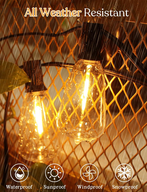 50 Dimmer Bulbs YOYONACY FT Outdoor String Lights - LED Waterproof Patio Lights with Remote - Edison for Porch