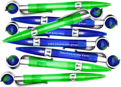 Maydahui 30 Pcs Cute Earth Pens, Retractable Globe Spins Pens for Student Office and School Supplies