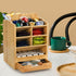 SOUJOY Bamboo Pen Holder Organizer, 360° Rotating Art Supply Storage Caddy for 400+ Pencils, 15 Compartments