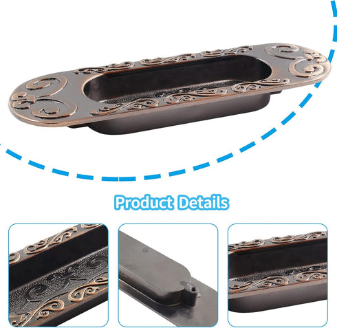 2 Pcs 4.13" European Recessed Flush Pull Handle, Stainless Steel Sliding Door Handle for Cabinet Closet Dresser Drawer
