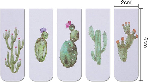 Chinco 10 Pieces Assorted Magnetic Bookmarks Set, Page Markers for Students, Christmas Reading Gifts (Cactus)