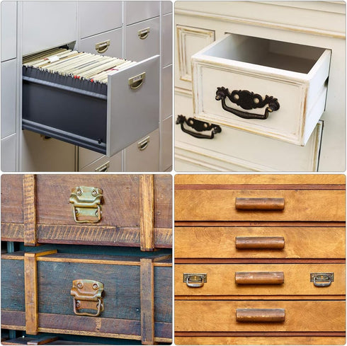 uxcell Iron Spray-Paint Drawer Box Chest Ring Pulls Handle Bronze Tone, 87mm x 67mm, 2Pcs