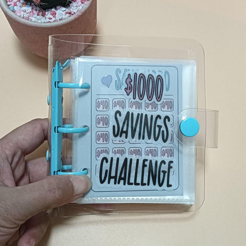 Mini 1000 Budget Binder with Cash Envelopes,Envelope Savings Challenge Binder, Money Saving Binder, Reusable Budget,Savings Challenges Book with Envelopes,Budget Planner,Money Saving Book (amz blue)