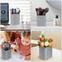 RQB Metal Pen Holder for Desk - Square Aluminum Organizer and Makeup Brush Holder, Gray