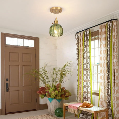 5.1Inch E26 Pendant Light Fixtures,Mini Hanging Lights Green Glass Vintage Pendant Light Hanging Light Adjustable