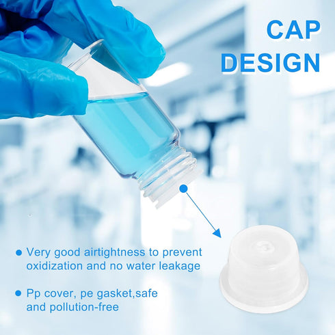 20ml Clear Glass Vials with Screw Caps and Plastic Stoppers, 20PCS Leak-Proof Liquid Storage