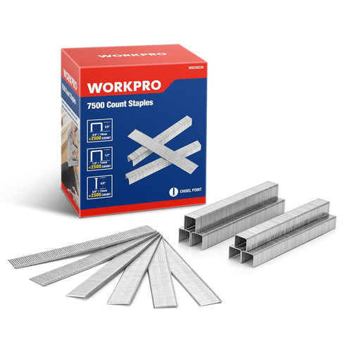 WORKPRO Heavy Duty T50 7500-Count Staples for Staple Gun, 1/2"+3/8" Staples and 5/8" Brad Nails