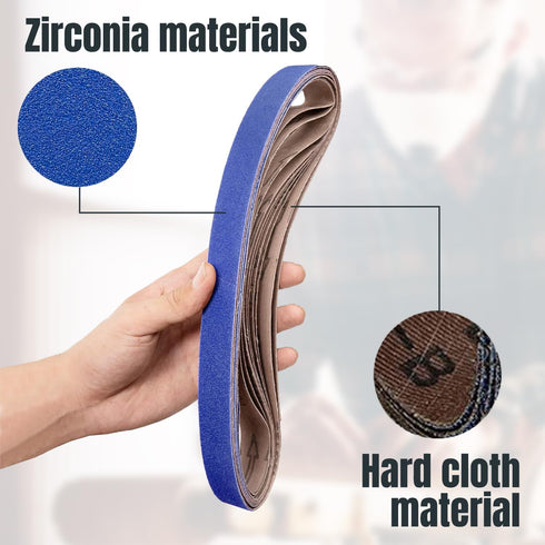 POWERTEC 1 x 30 Inch Zirconia Sanding Belts, 60 Grit for Bench Belt Disc Sander, 6PK