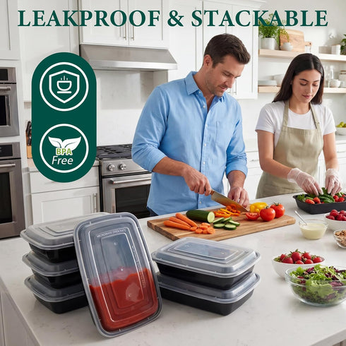 90 Pack 28 oz FUHITIM Disposable Containers with Lids, Meal Prep ContainersSturdy Leakproof & Food Safe, Microwave