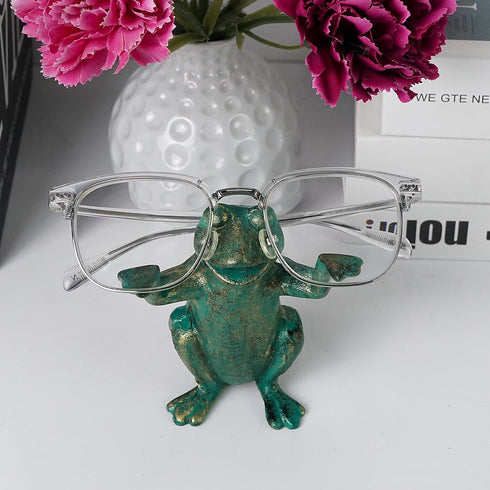 DreamsEden Cast Iron Frog Spectacle Display Eyeglass Holder Frogs Decorative Glasses Holder Sunglass Stand Metal