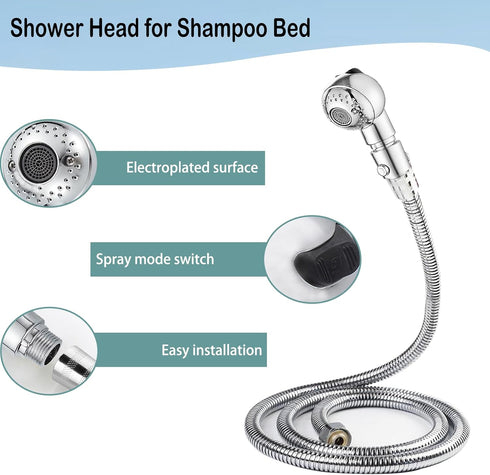 FUMOLEER 1/4 Shampoo Bowl Hose and Sprayer, Nut Stainless Steel Salon Sink Hose with Spray Head Replacement Part