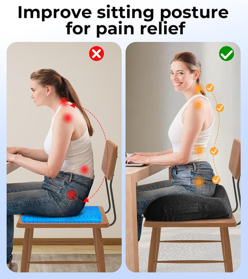 Tailbone Seat Cushion, Memory Foam Pressure Relief Coccyx Cushion for Pain, Extra-Large Butt Pad for Office Chair, Car