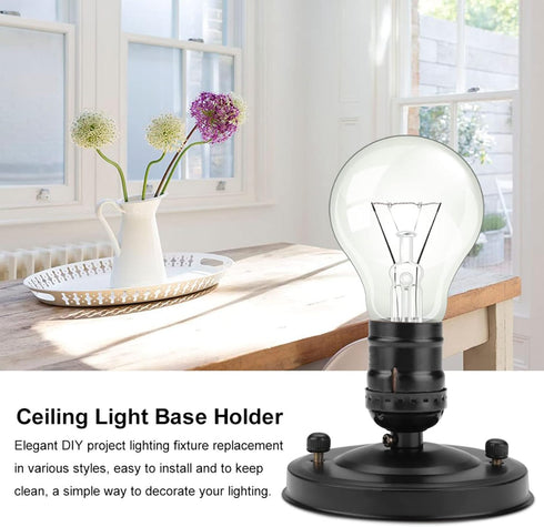 Bulb E26 E27 Ceiling Light Base Holder, Vintage Industrial Ceiling Wall Light Base Holder Pendant Lamp Screw Socket