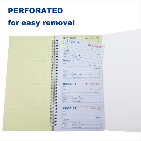 IWIZPRINT 2-Part 5-1/2" 11" 200 Sets 4 Copies(1-Pack) Money and Rent Receipt Book Carbonless x Spiral Bound per Book