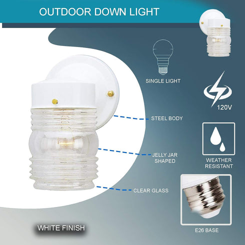 Ciata Outdoor Porch Light House Fixture Wall Mount Light Lantern Sconce, Lantern Sconce Fixture Jelly Jar Outdoor Down