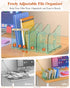Adjustable Rose File Organizer for Desk, Vertical File Folder Holders for Magazines, Upright Desktop Binder Organizer