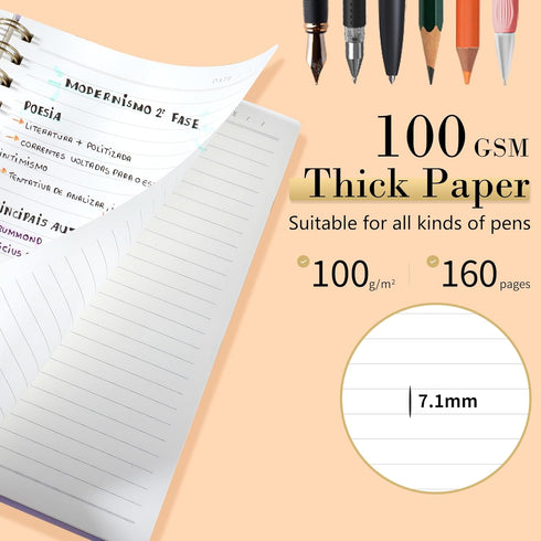 Yoment Spiral Notebook, College Ruled A5 Spiral Bound Journal with 160 Pages Thick Paper Plastic Hardcover for Note