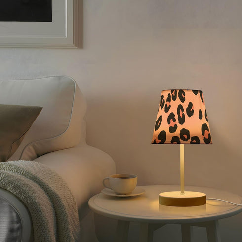 3 ALAZA Bedside Lamp Leopard Print Cheetah Pink Table Lamp for Bedroom Desk Lamp with USB Port LED Nightstand Color