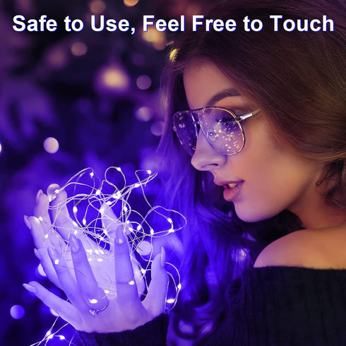 Smacen 2 Pack 32.8 100 8 Ft Led Black Light Fairy Lights, UV fairy Lights Battery Operated with Remote & Timer, Modes
