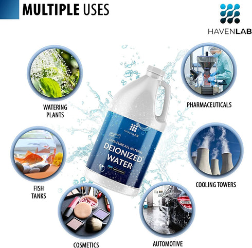Deionized Water, 1 Gallon Demineralized Purification Softener for Cleaning, Automotive, Laboratory, and Plants