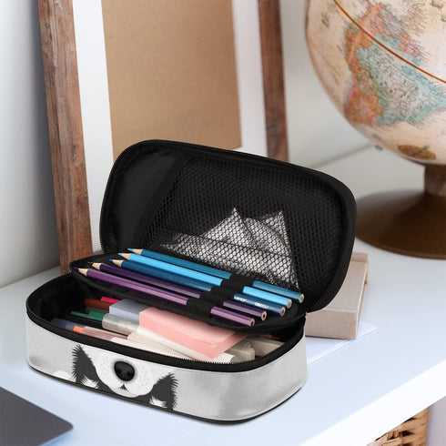 Husky Dog Big Capacity Pencil Pen Case, Cute Large Pencil Pouch with Zipper Compartments for School Supplies