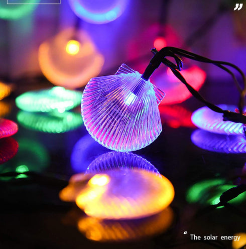 SNOMYRS Solar String Lights, 30LED 21Ft Outdoor Seashell Fairy Tale Lights for Party Wedding Garden Decor