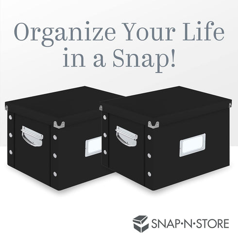 Snap-N-Store File Storage Box & Organizer - 2 Pack, Portable File Boxes for Documents, Back To School
