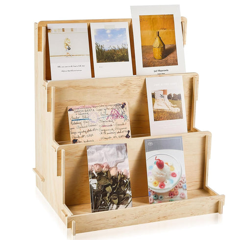 Barydat Wooden Card Display Stand Stationary Organizer Sticker Stand for Vendor Crafts