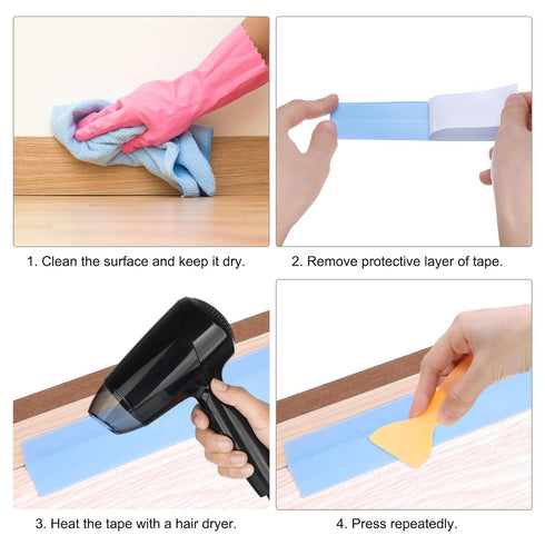 uxcell 2 Rolls Caulk Tape, 1.5" x 10.5Ft PVC Waterproof Self-Adhesive Sealing Tape for Kitchen Bathroom Toilet Sink
