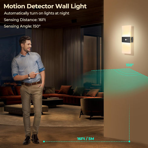 Set 2000mAh White,3000K,Cordless (2Pcs) LED Wall Sconces of Two | Wall Lamps with Battery Operated,Rechargeable,Sensing