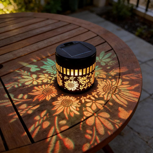 Generic Solar Fence Lights Metal Solar Powered Outdoor Wall Deck Lights Sun Moon Theme Waterproof Fence Light