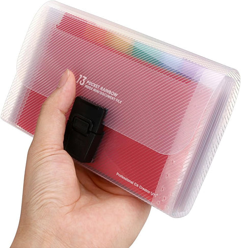 BTSKY 13 Pocket Accordion File Organizer, Plastic Wallet for Cards, Coupons, Receipts, A6 Portable Folder