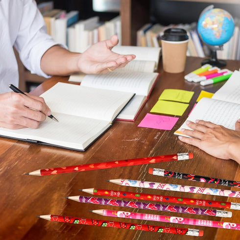 Valentine's Day Pencils for Kids, 60 Pcs Red Heart Pencils with Erasers for Goodie Bags and Rewards