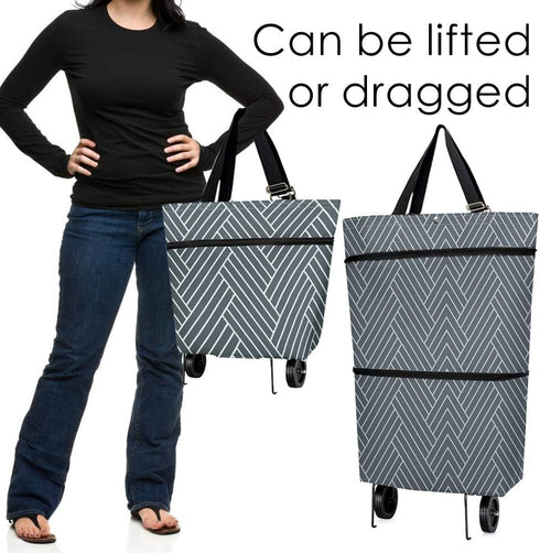 KEEPFINE Grocery Cart with Wheels, Reusable Portable Collapsible Trolley Bags Hand Pulling Utility Collapsible Grocery