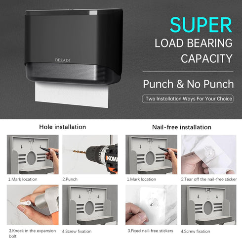 200+ Paper Towel Dispenser,Large Capacity Wall Mount Tissue Dispensers with Smart Lock, Used for Kitchen and Bathroom