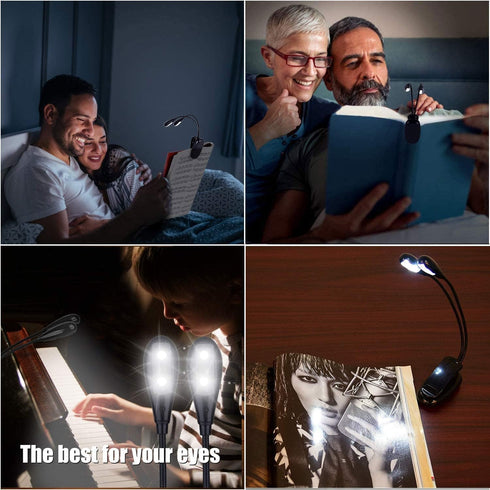4 Pack 4 TEECOO Music Stand Lights, Eye Caring Clip-on Piano Light, USB & AAA Battery Operated, LED Book Reading Lamps
