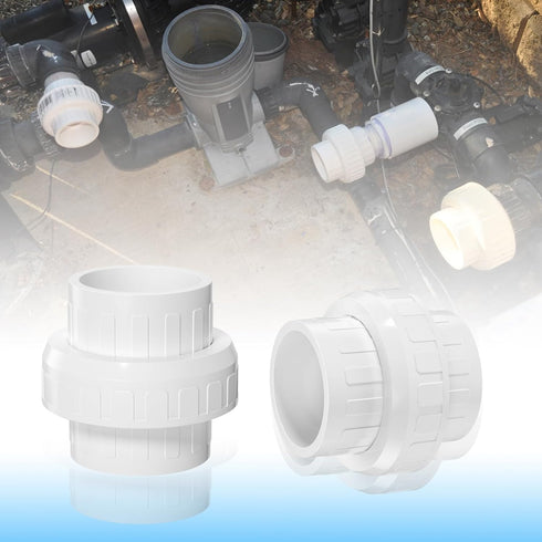 4PCS PVC Union Coupling 1-1/2", Furniture Grade PVC Pipe Fittings with EPDM O-Ring, White