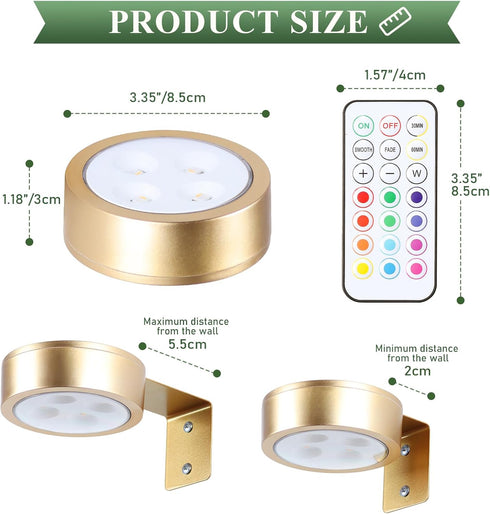 KELUOLY 2-Pack 13 Dimmable Picture Light Battery Operated Painting Lights, Color RGB Magnetic LED Display Art Light